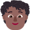 Person- Medium-Dark Skin Tone- Curly Hair emoji on Microsoft